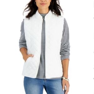 Karen Scott Jackets Coats Karen Scott Winter White Solid Puffer Vest Size L Poshmark
